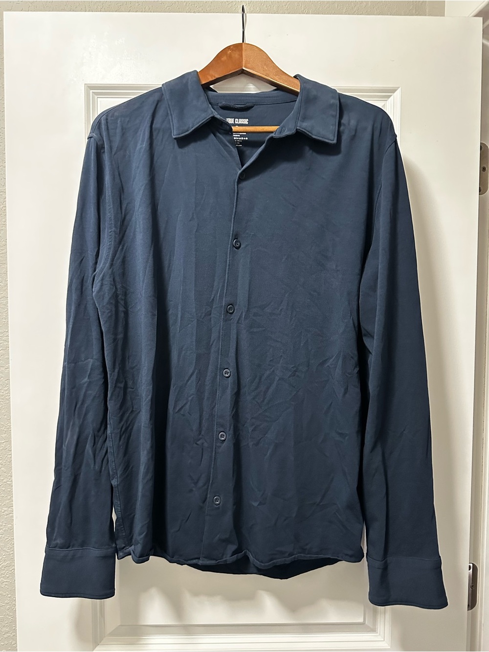 Men's Navy Long-Sleeve Button-Up Dress Shirt - The Classic